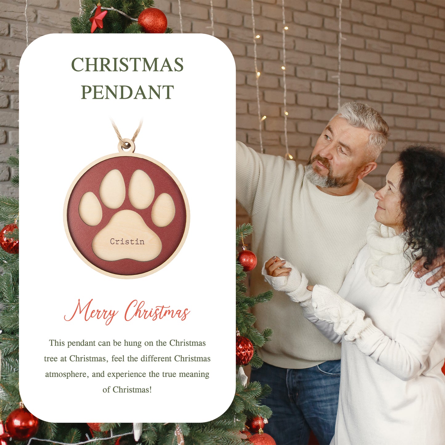 Christmas Decoration Custom Name Paw Ornament