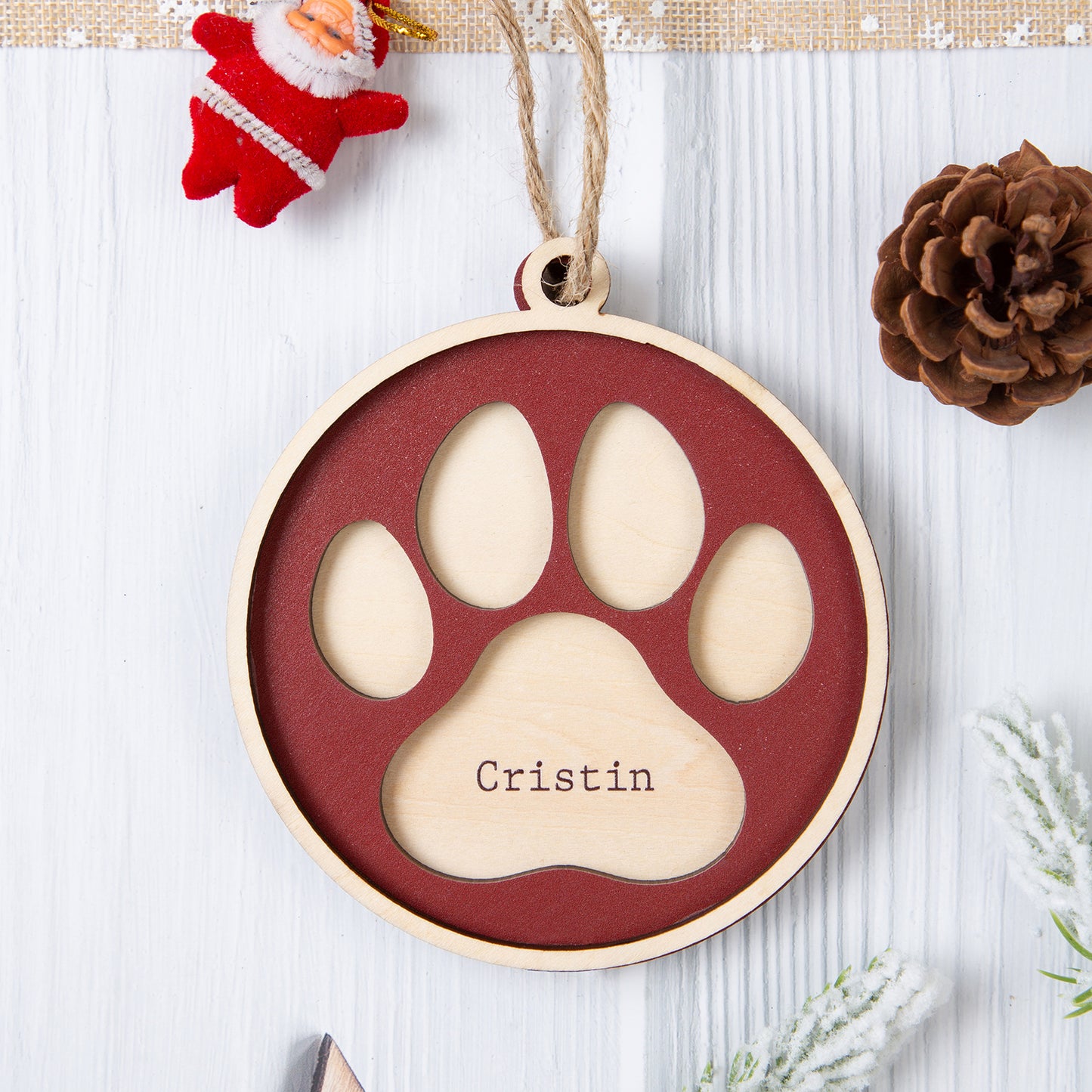 Christmas Decoration Custom Name Paw Ornament