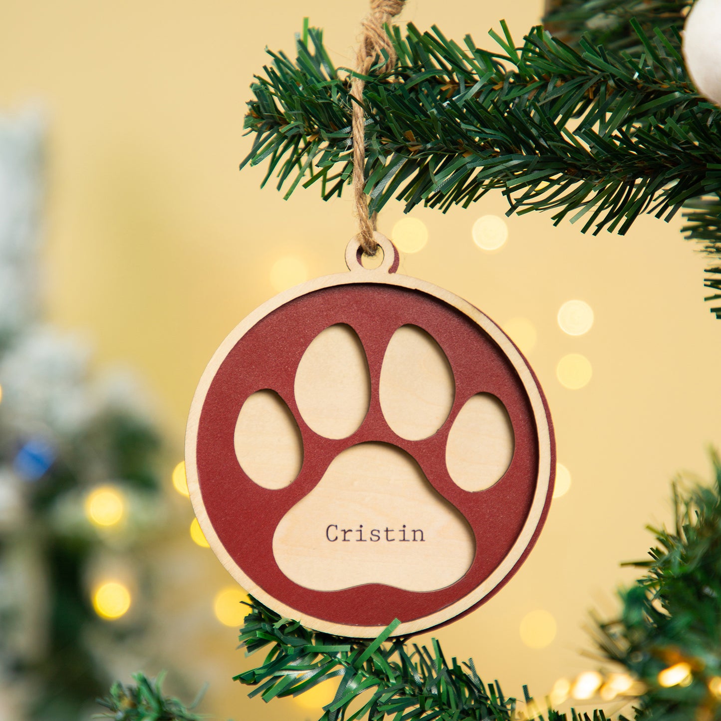 Christmas Decoration Custom Name Paw Ornament