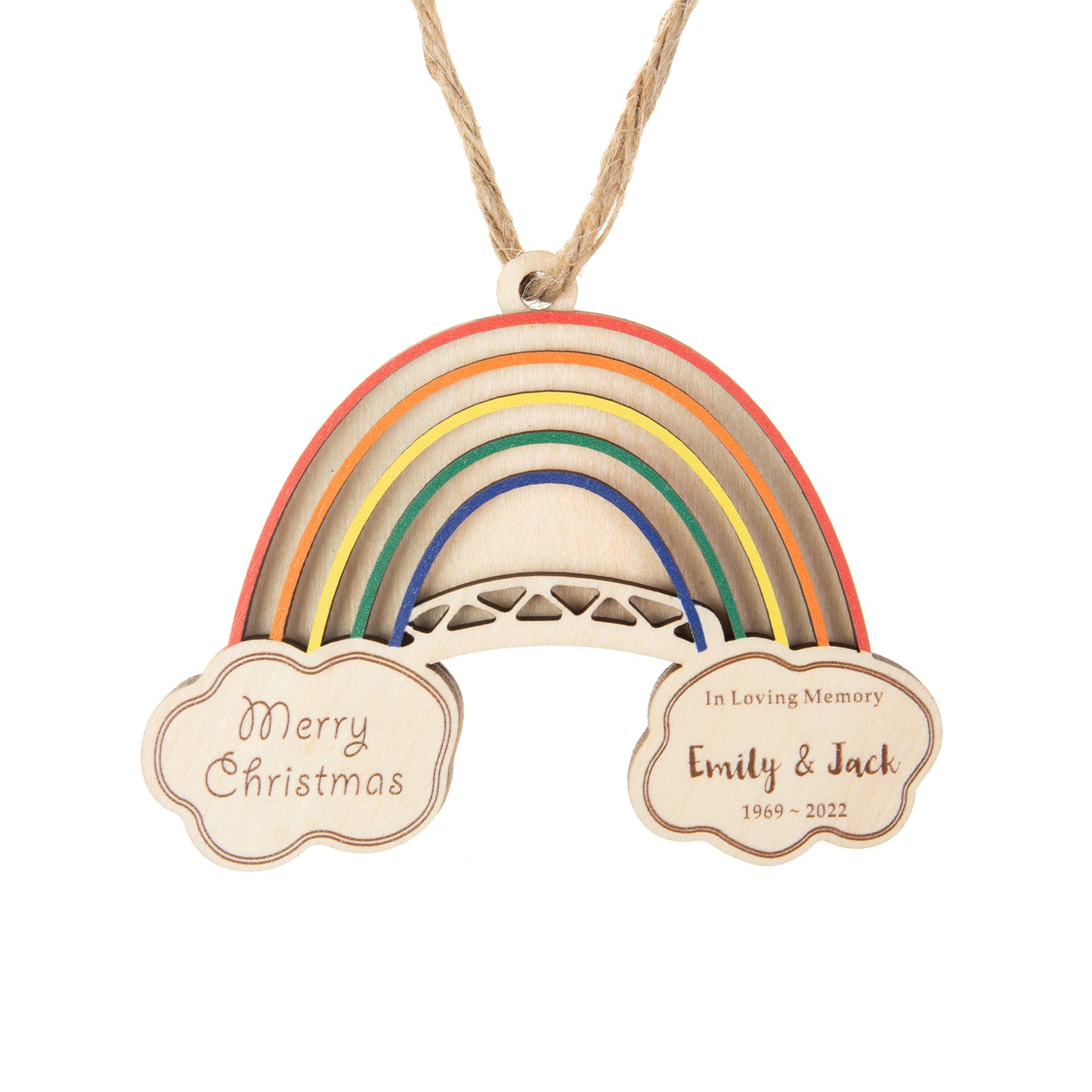 Merry Christmas Rainbow Custom Name Ornament