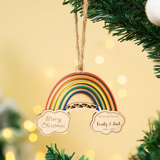 Merry Christmas Rainbow Custom Name Ornament