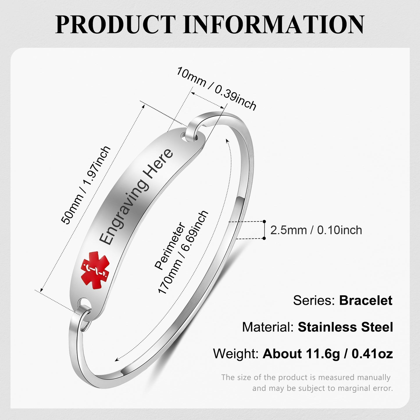 Custom Medical Bnagle Bracelet