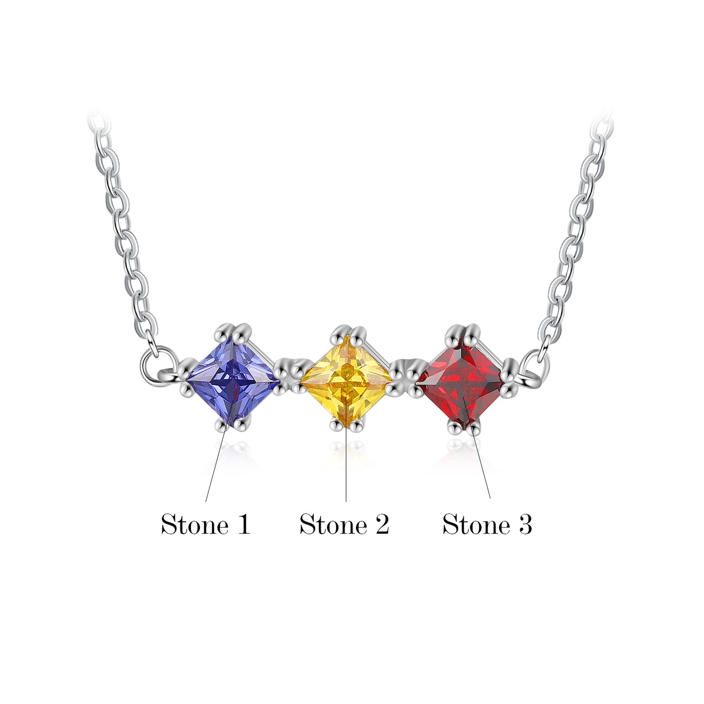 Custom Three Birthstone Necklace