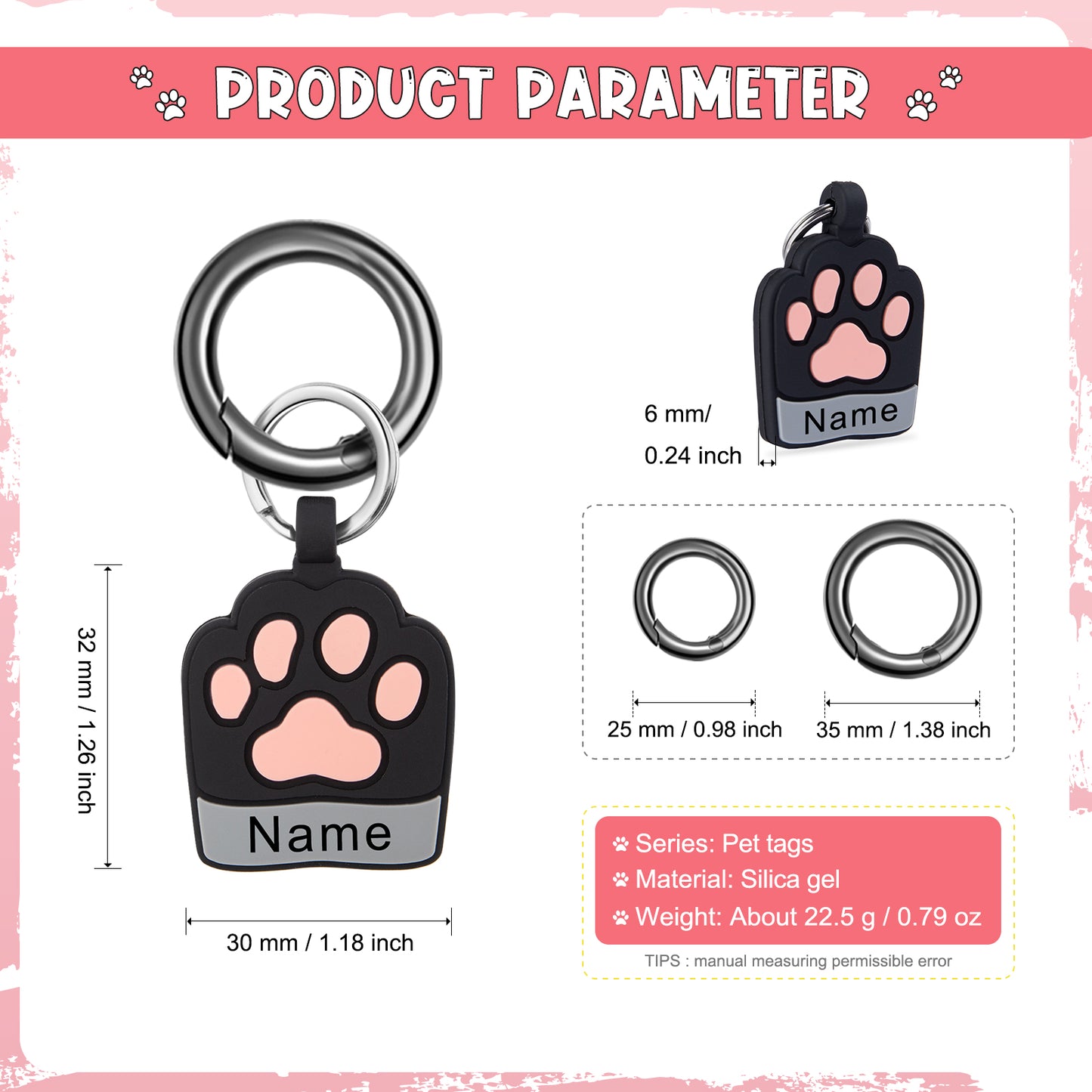 Custom Silica Gel Paw Dog Tag