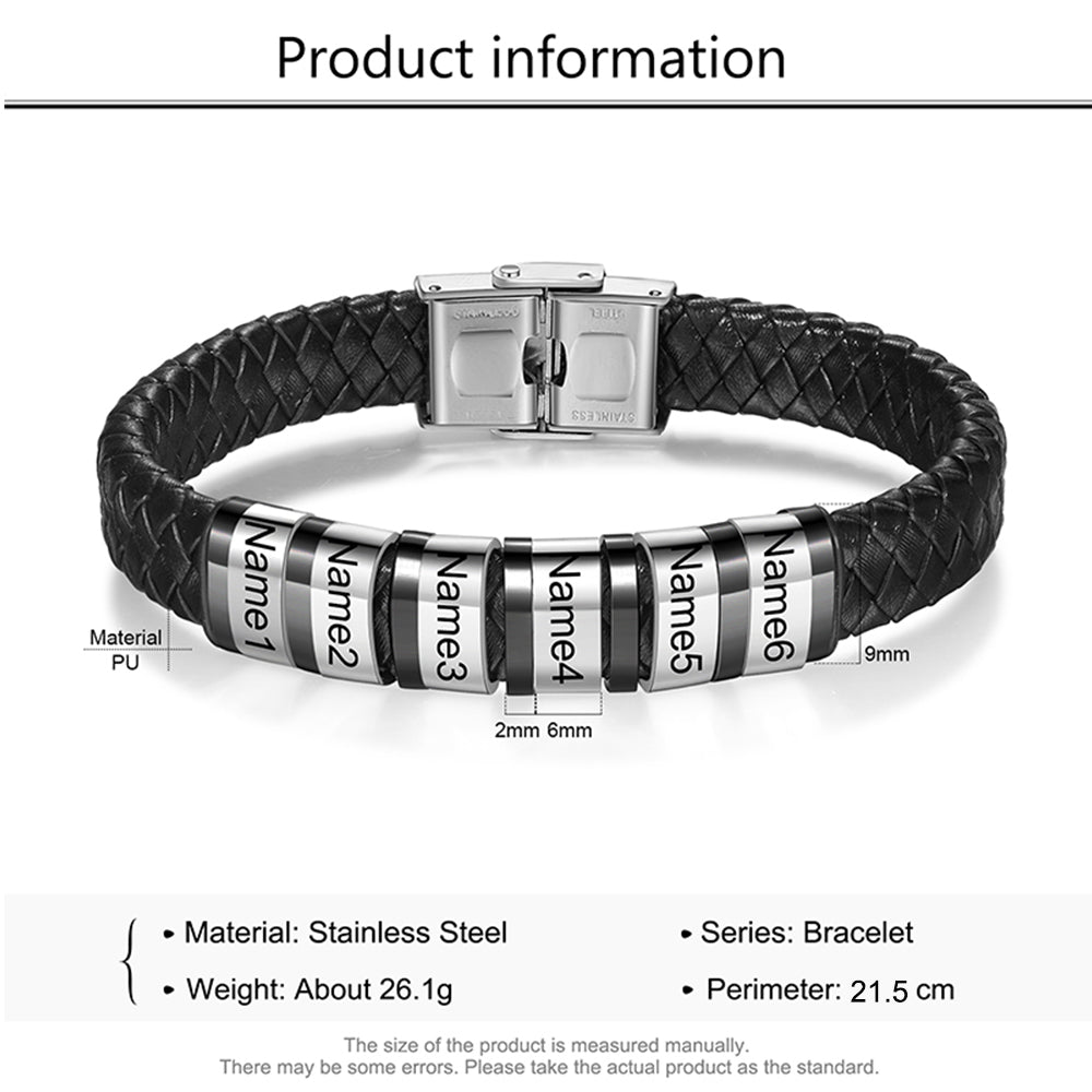 Custom Stainless Steel Leather Bracelet