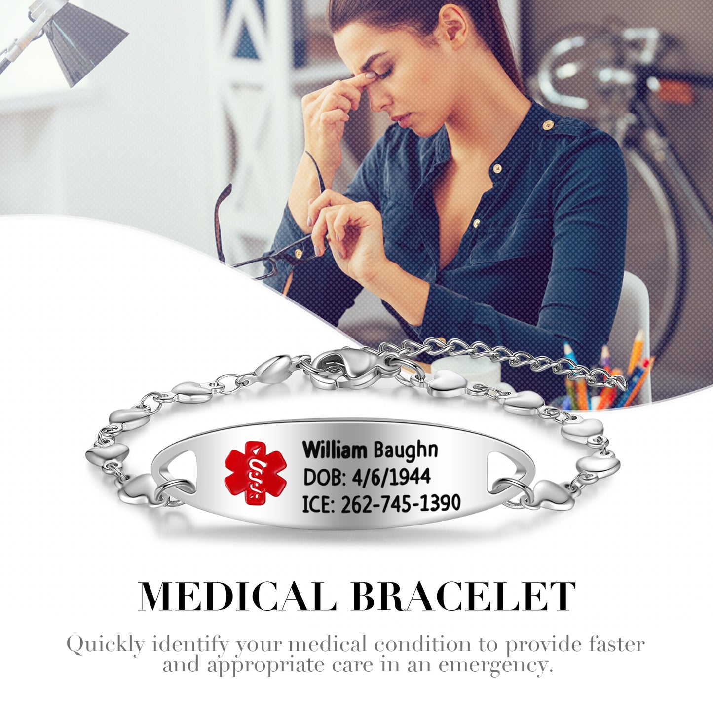 Custom Stainless Steel Medical Bracelet