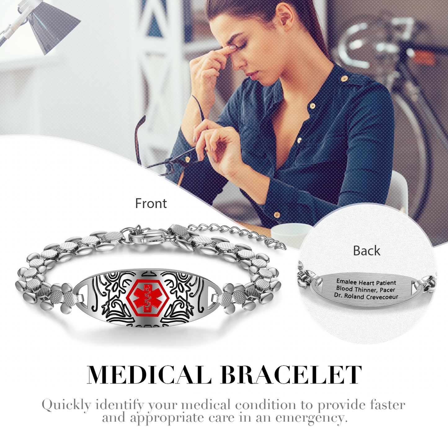 Custom Stainless Steel Medical Bracelet