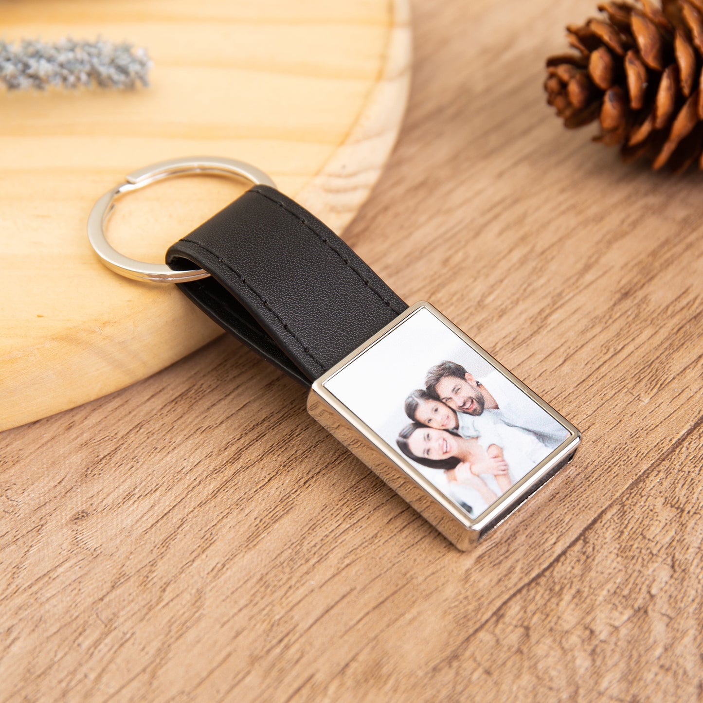 Custom Photo Leather Keychain