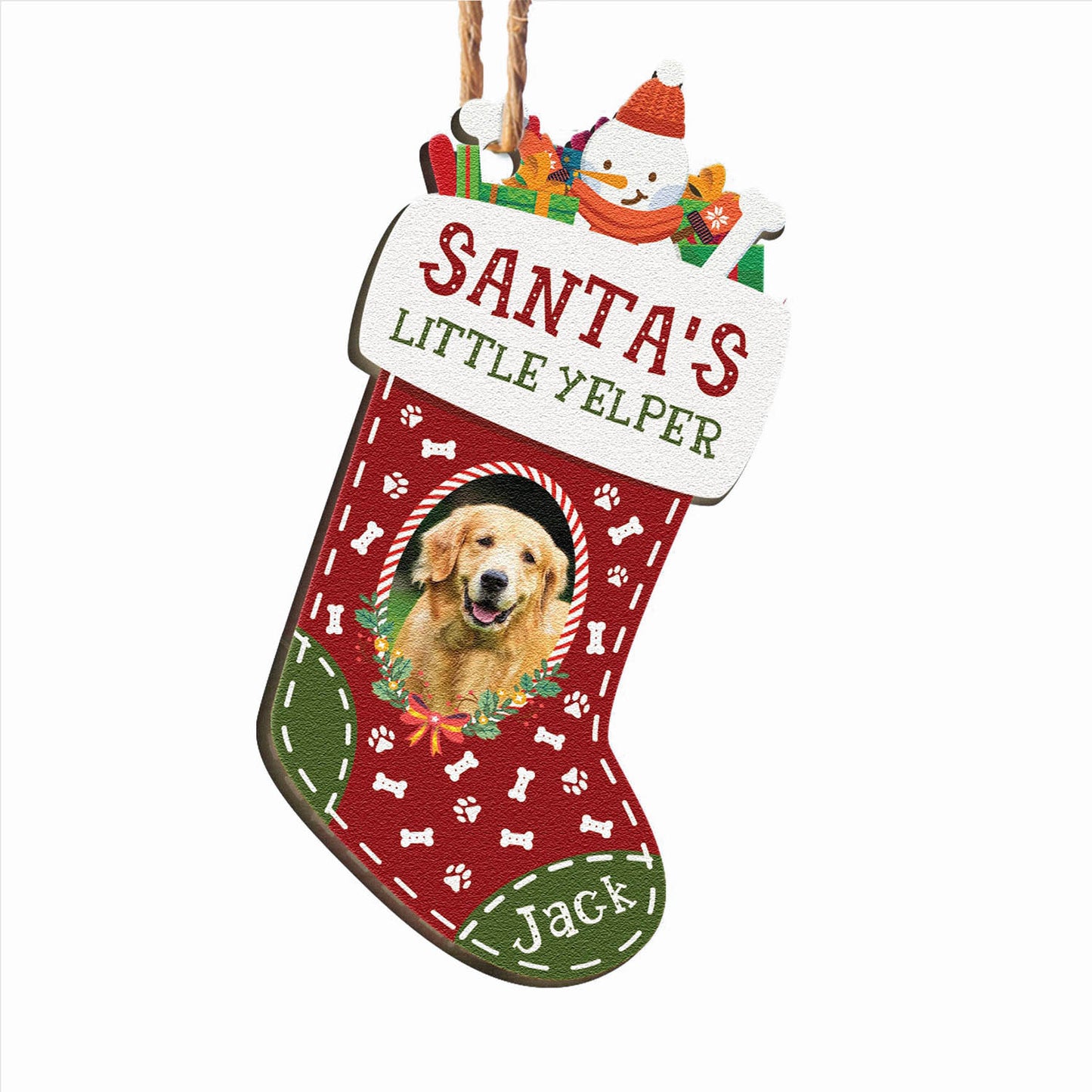 Custom Photo Christmas Sock Ornament