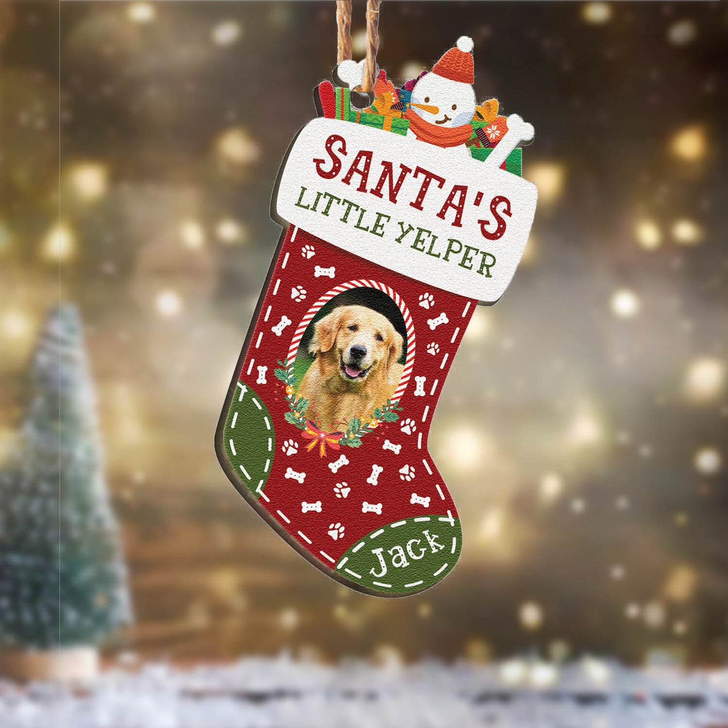 Custom Photo Christmas Sock Ornament