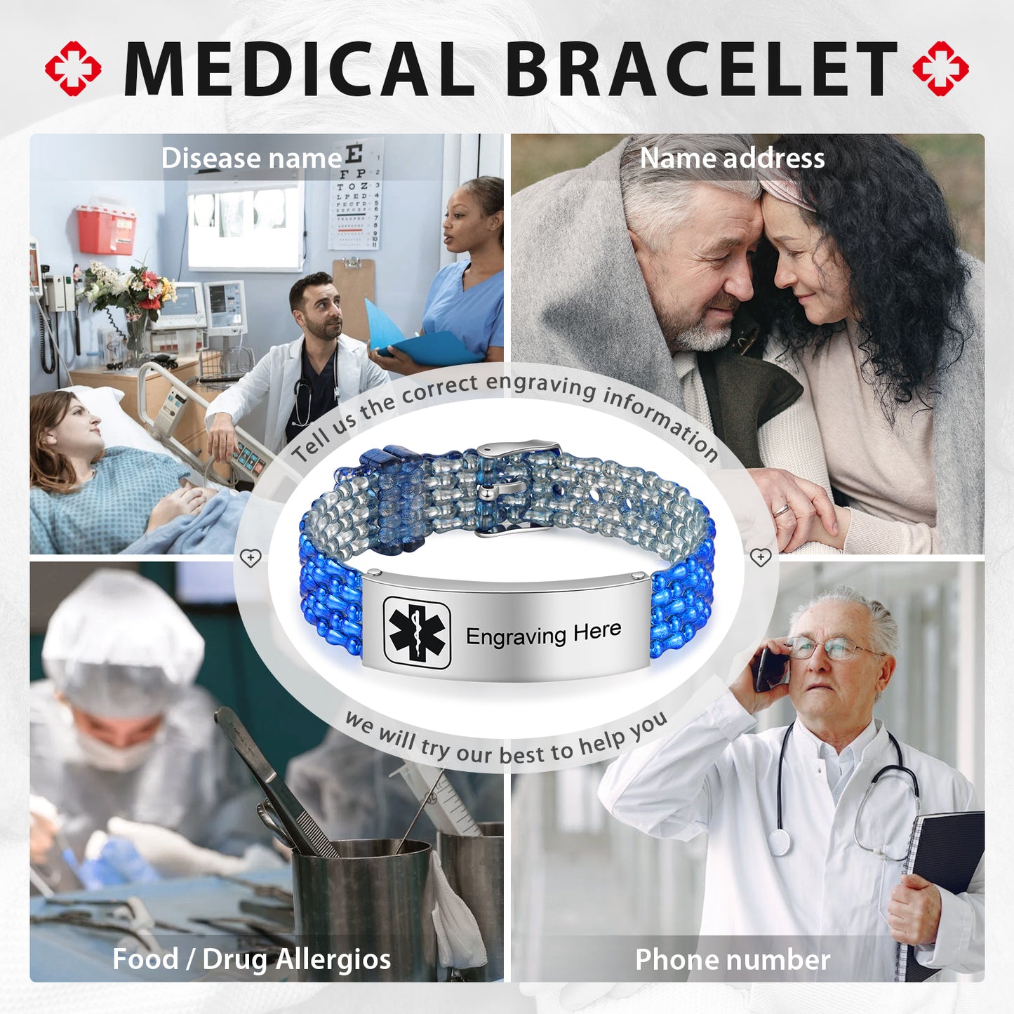 Custom Name Medical Bracelet