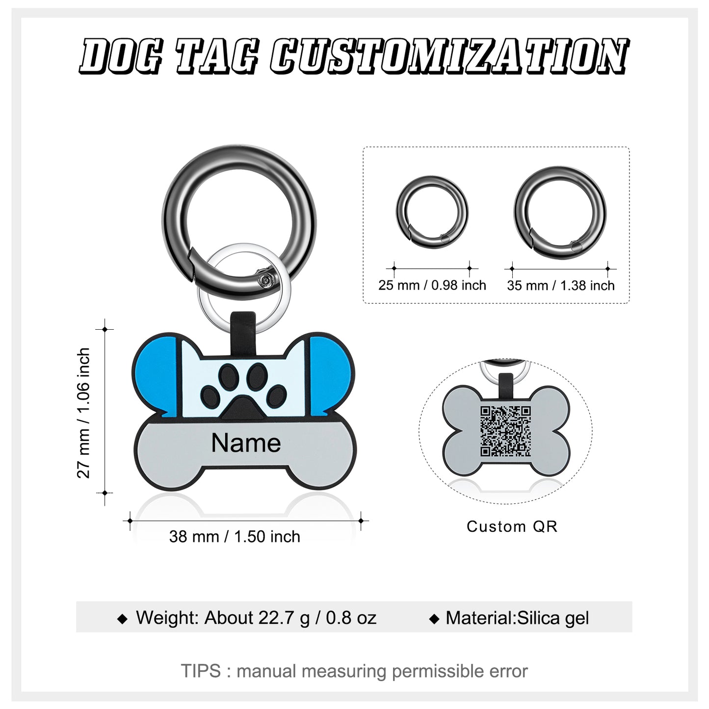 Personalized Silica Gel Bone Dog Tag