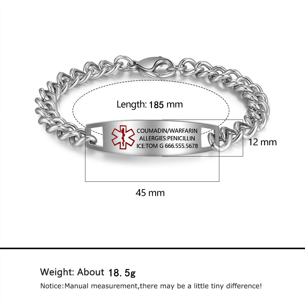 Custom Medical Titanium Steel Bracelet