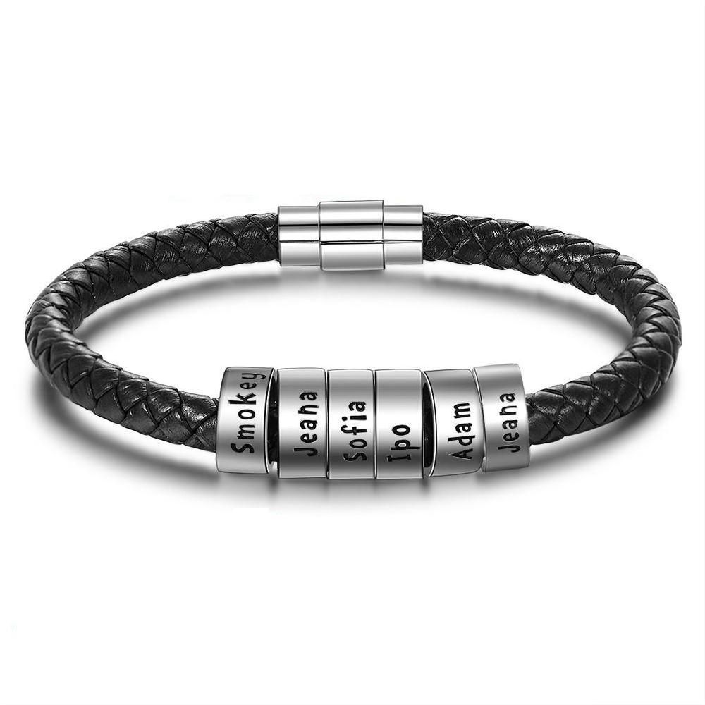 Custom Stainless Steel Leather Bracelet