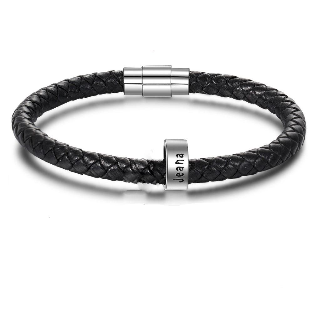 Custom Stainless Steel Leather Bracelet