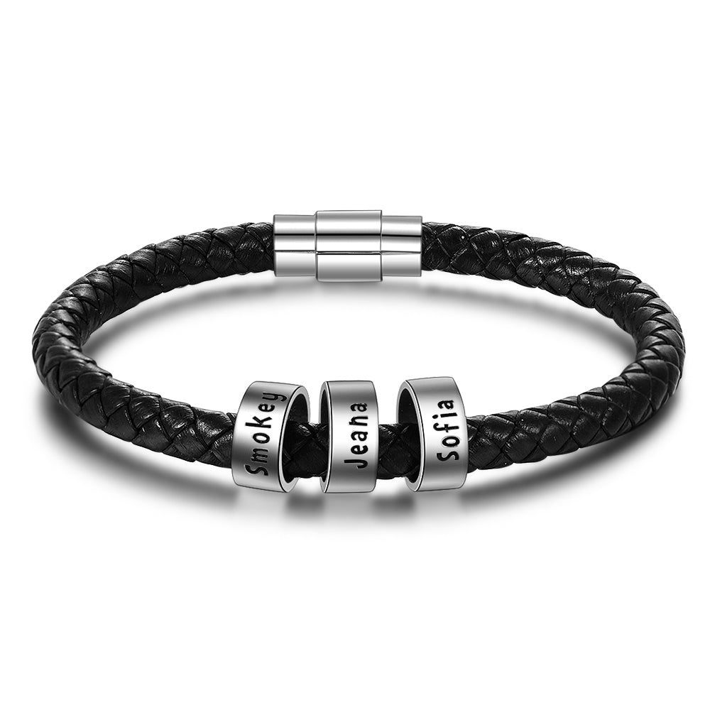 Custom Stainless Steel Leather Bracelet