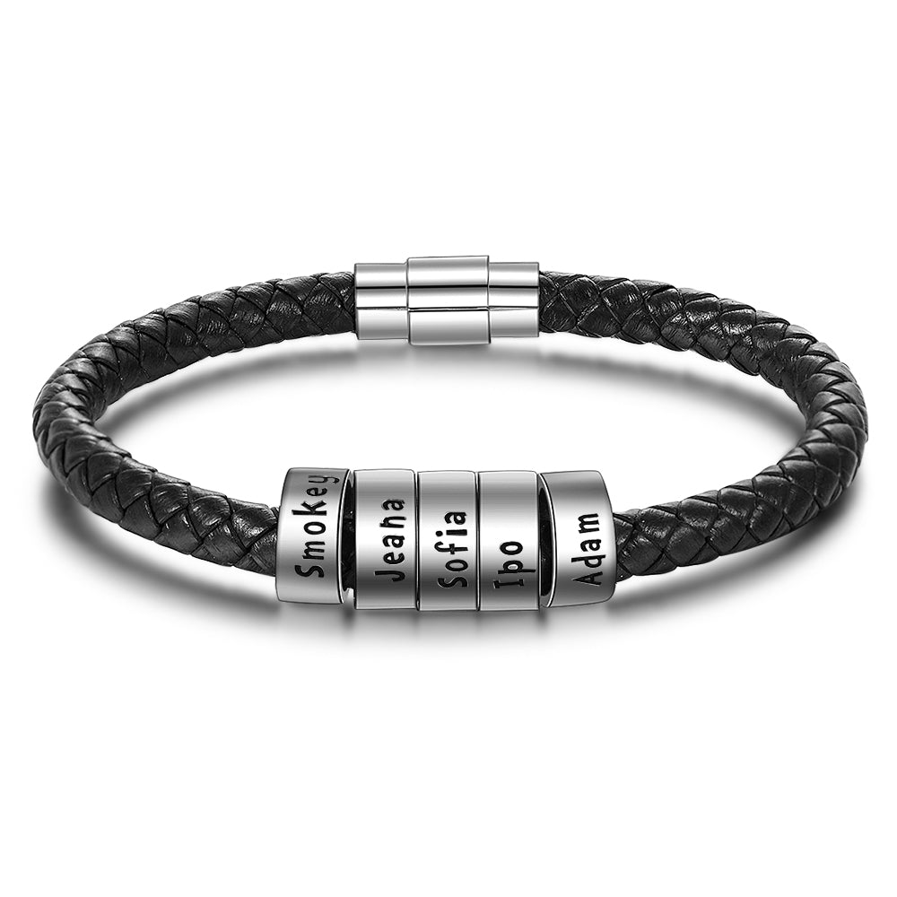 Custom Stainless Steel Leather Bracelet