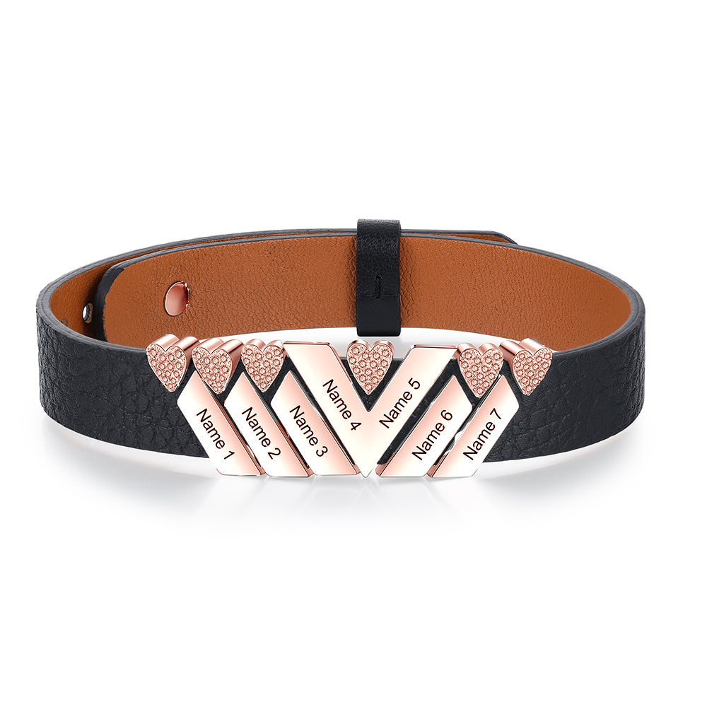 Stainless Steel Women PU Leather Bracelet