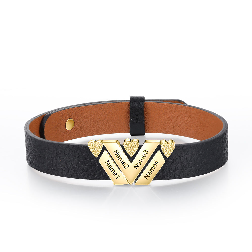 Stainless Steel Women PU Leather Bracelet