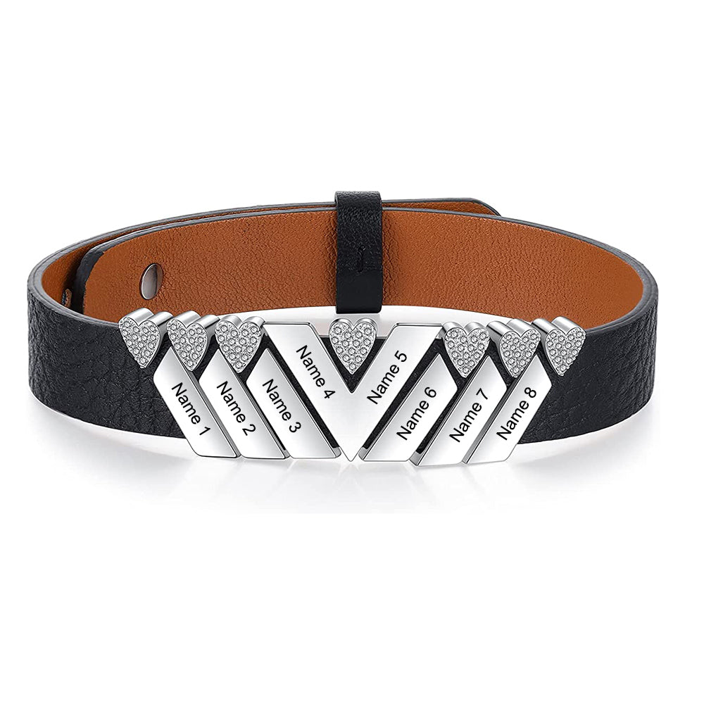 Stainless Steel Women PU Leather Bracelet