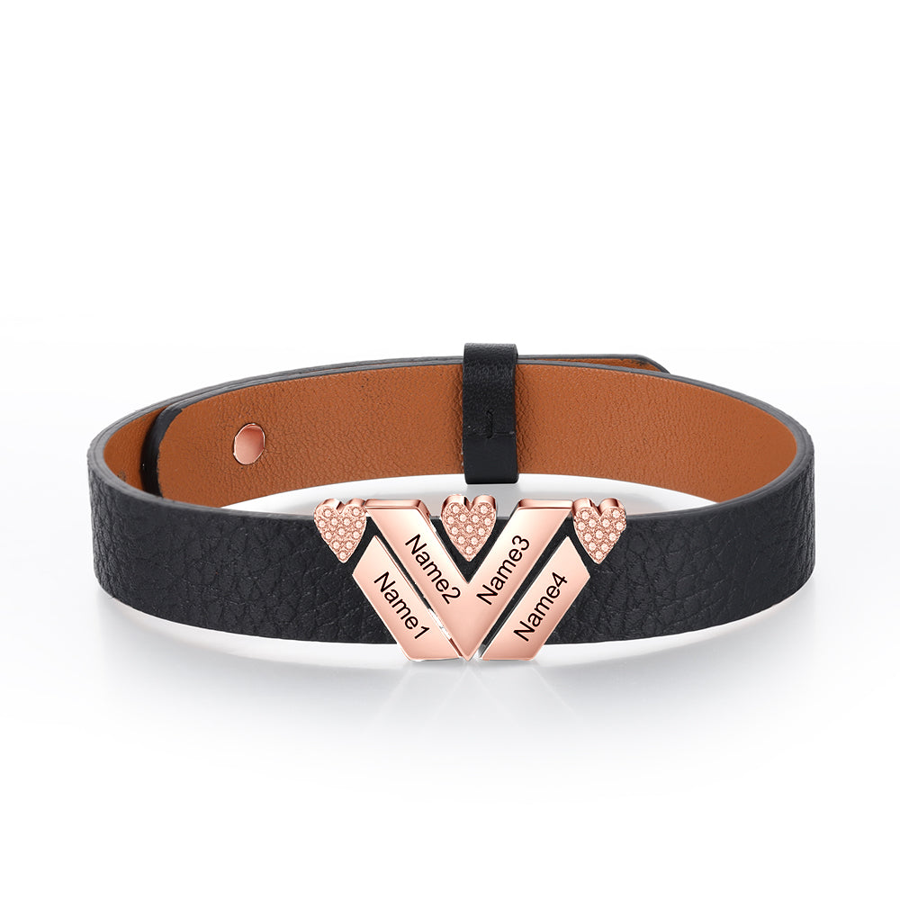 Stainless Steel Women PU Leather Bracelet