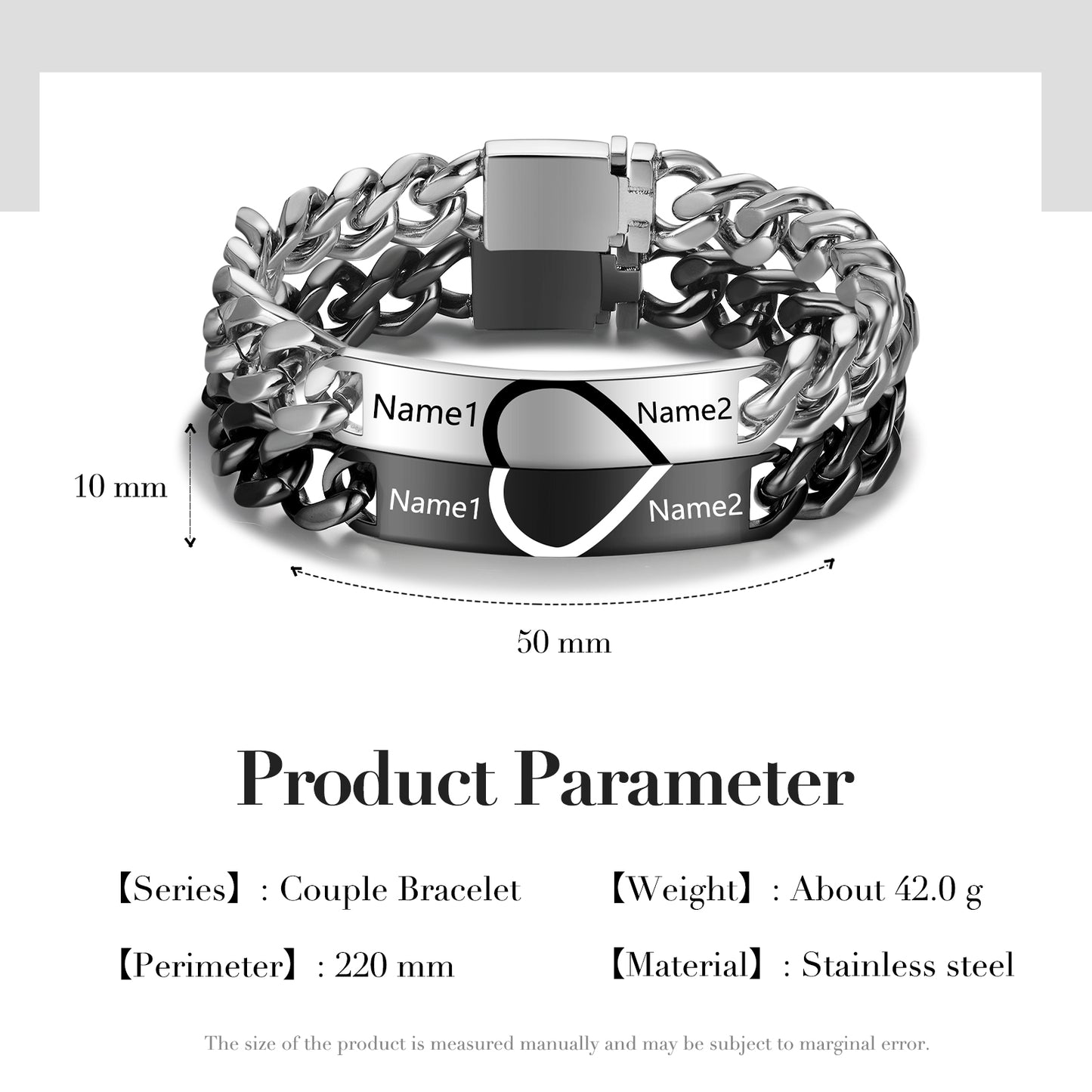 Custom Stainless Steel Couple Bracelet