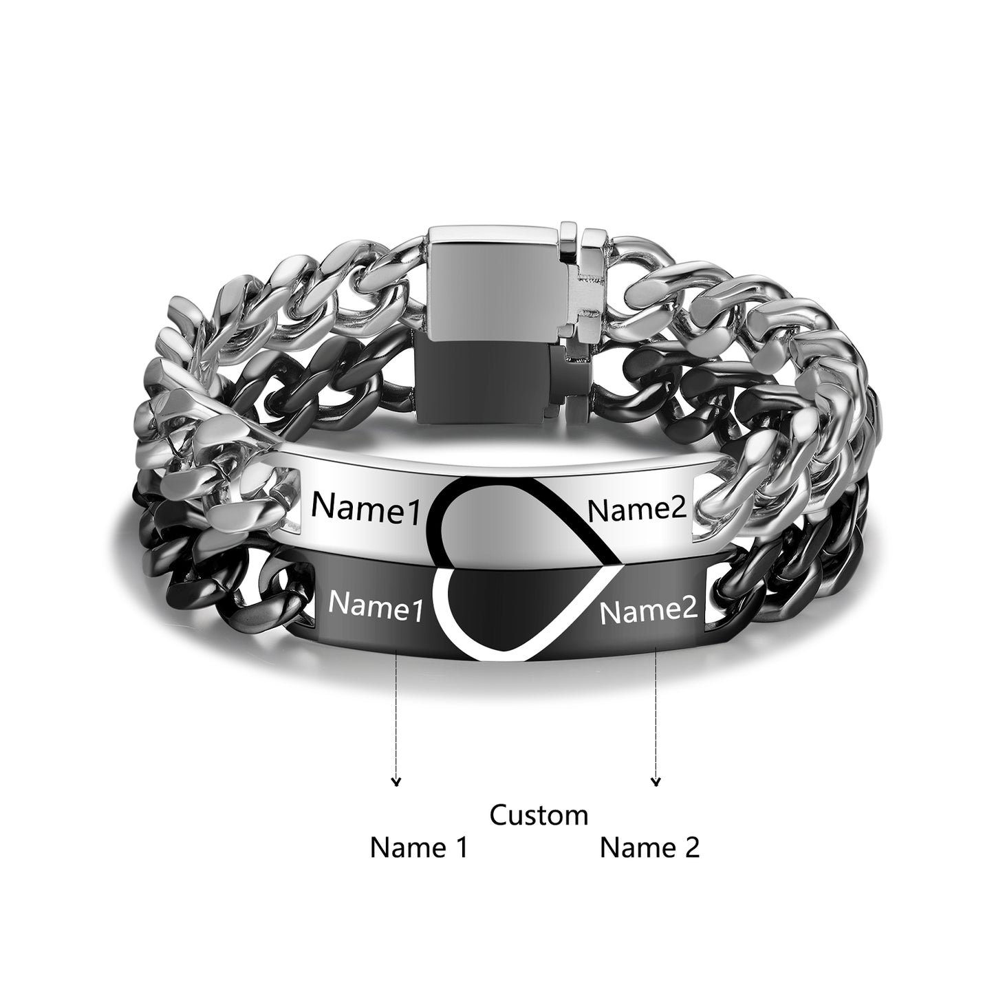 Custom Stainless Steel Couple Bracelet