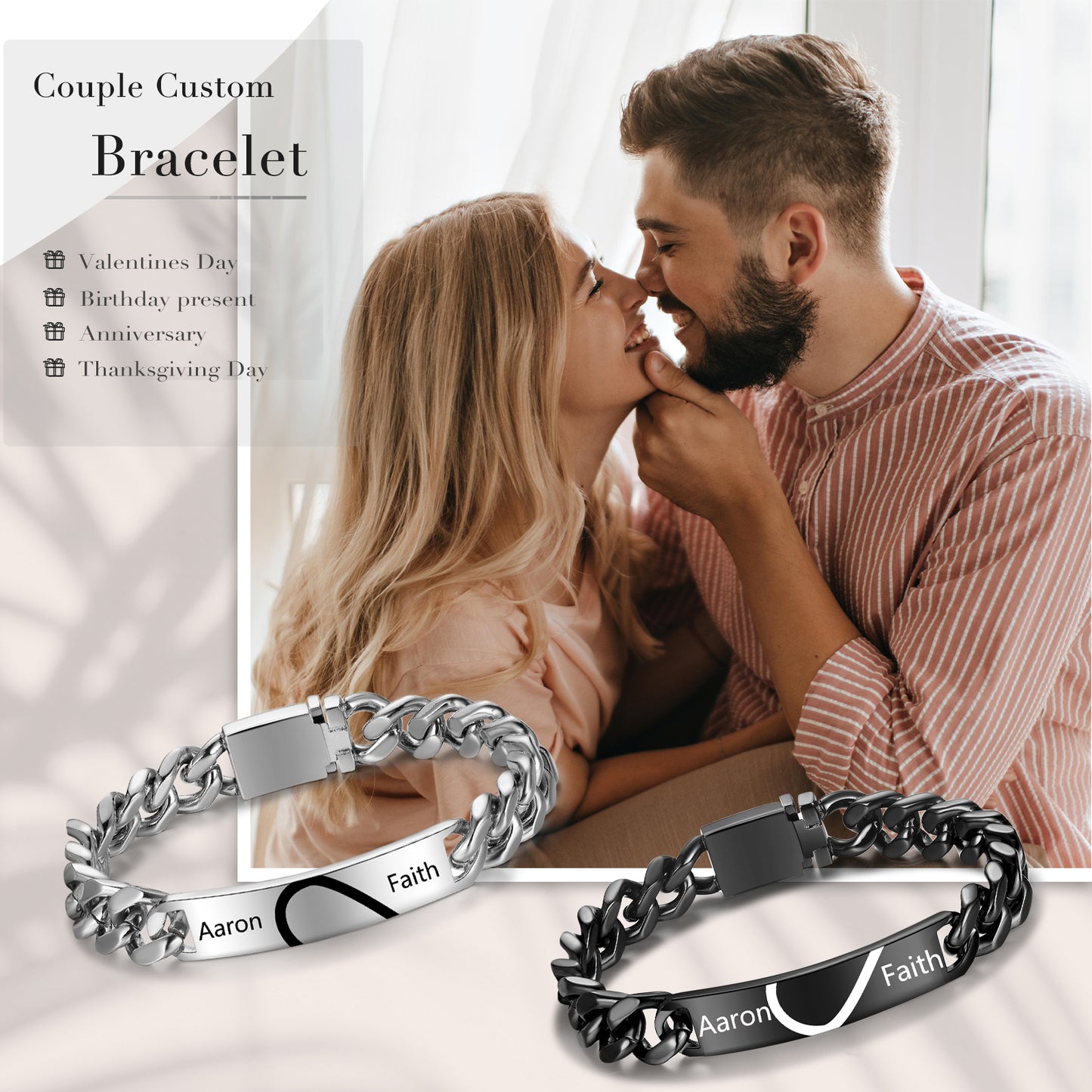 Custom Stainless Steel Couple Bracelet