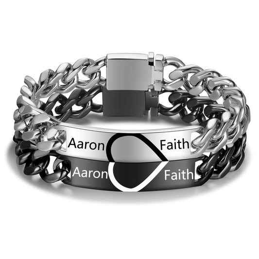 Custom Stainless Steel Couple Bracelet