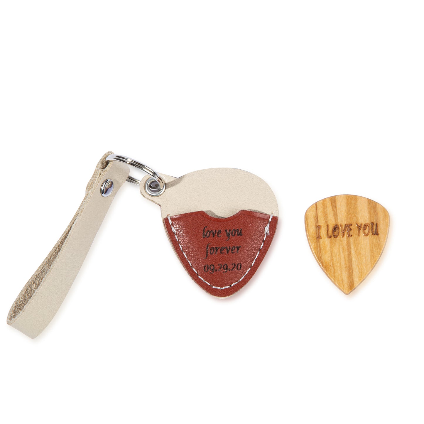 Custom Leather Keychain with Guitar Paddle