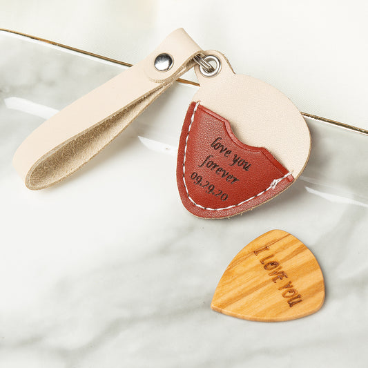 Custom Leather Keychain with Guitar Paddle