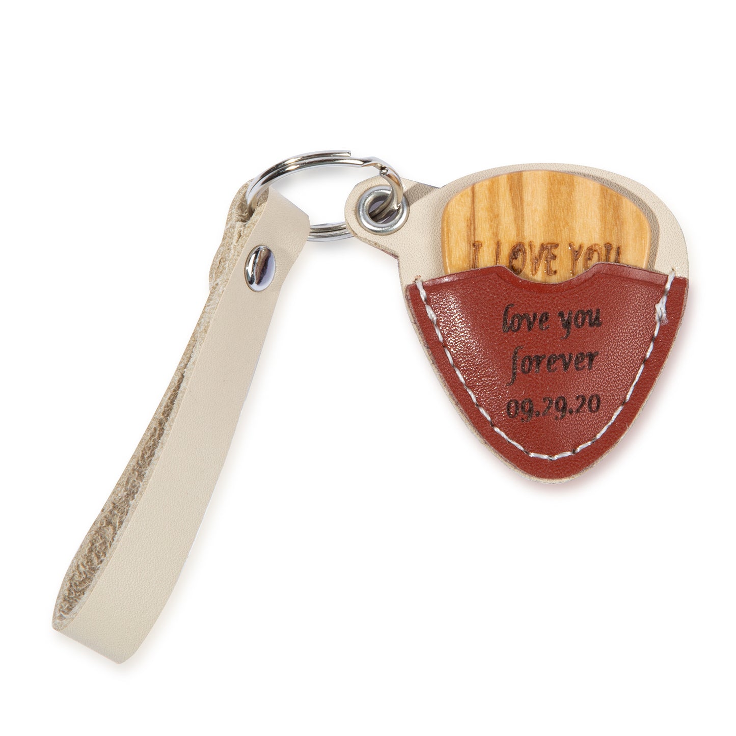 Custom Leather Keychain with Guitar Paddle