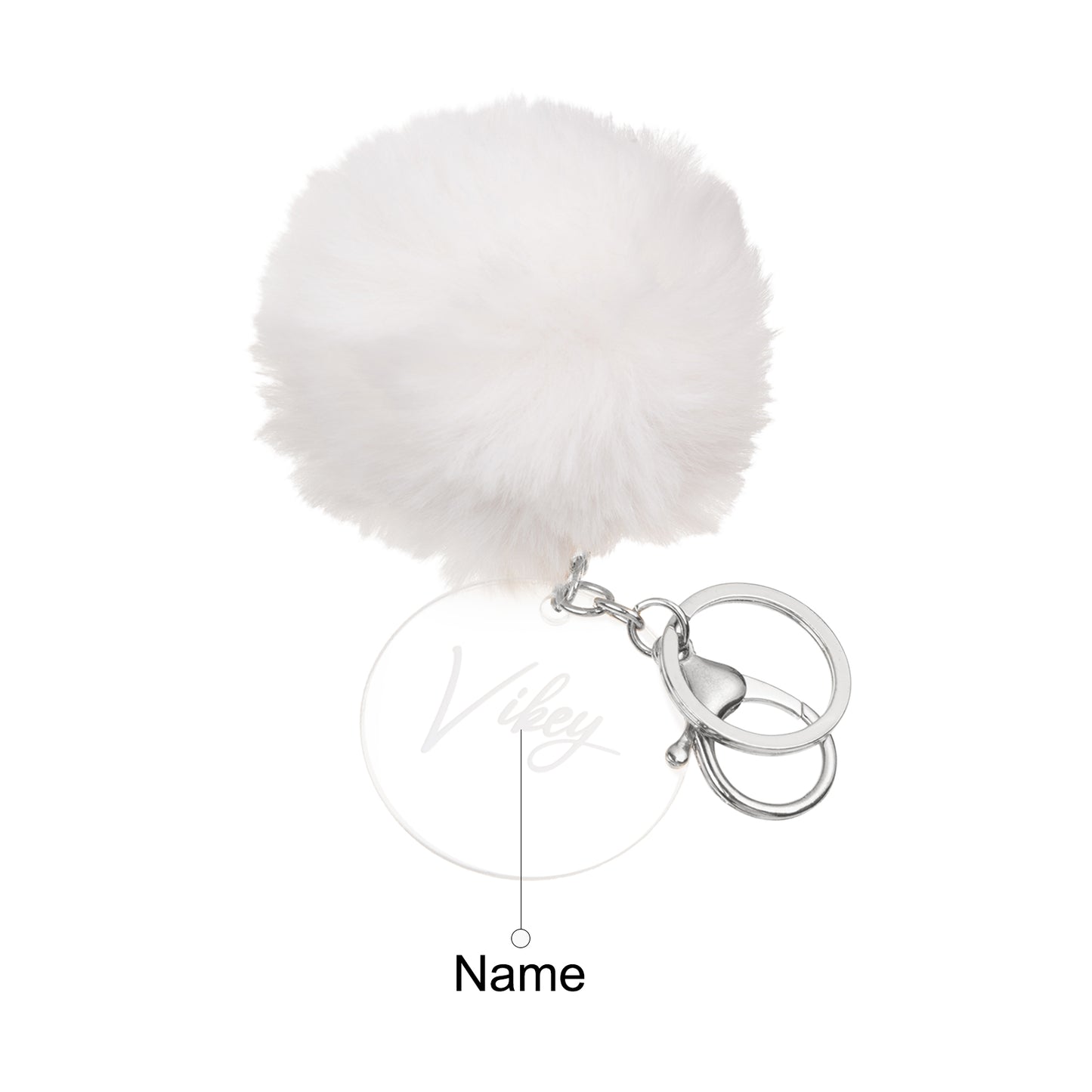 Custom Name Plush Ball Keychain