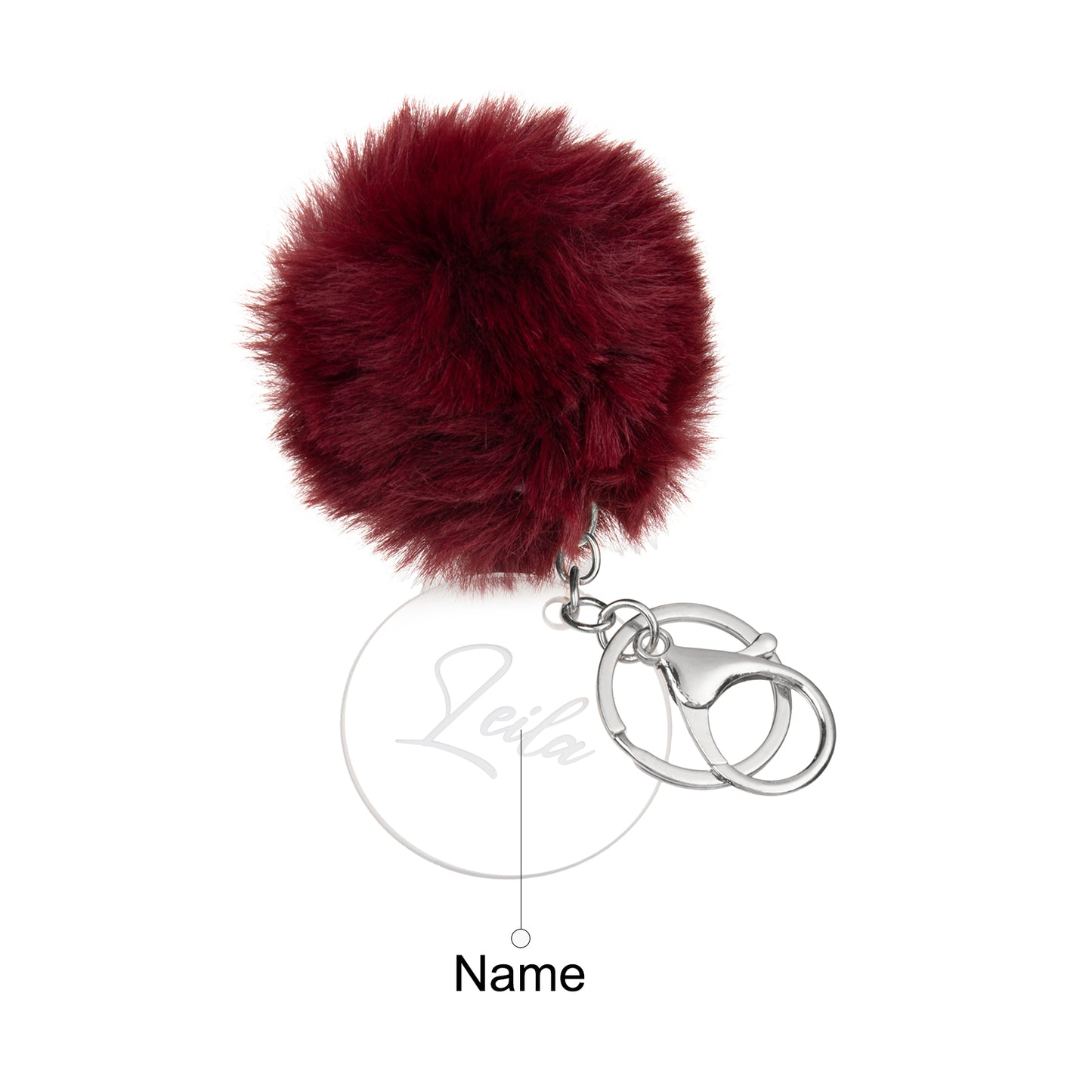 Custom Name Plush Ball Keychain