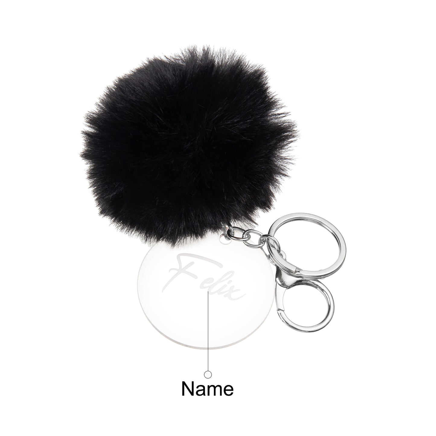 Custom Name Plush Ball Keychain