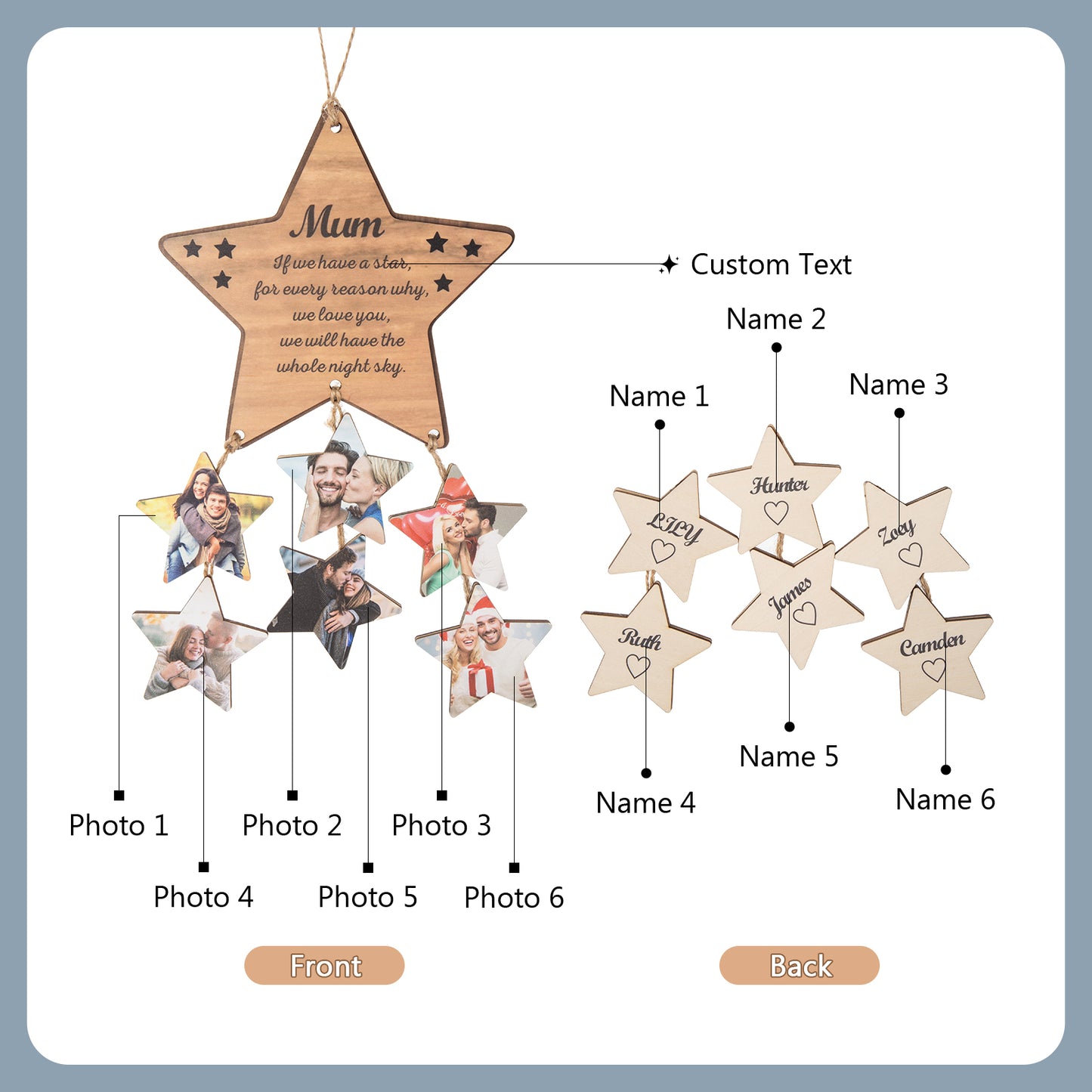 Custom Photo Star Ornament