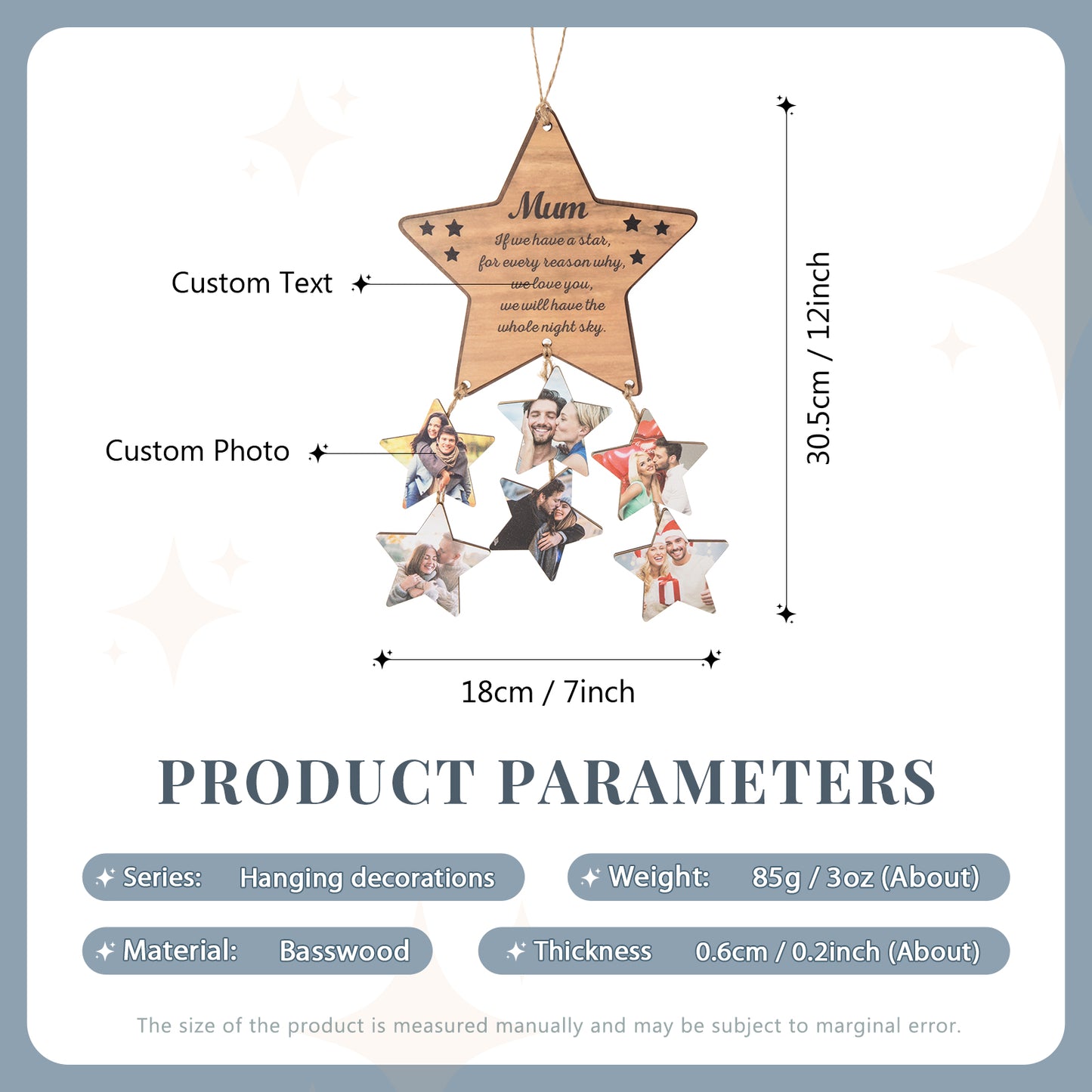 Custom Photo Star Ornament