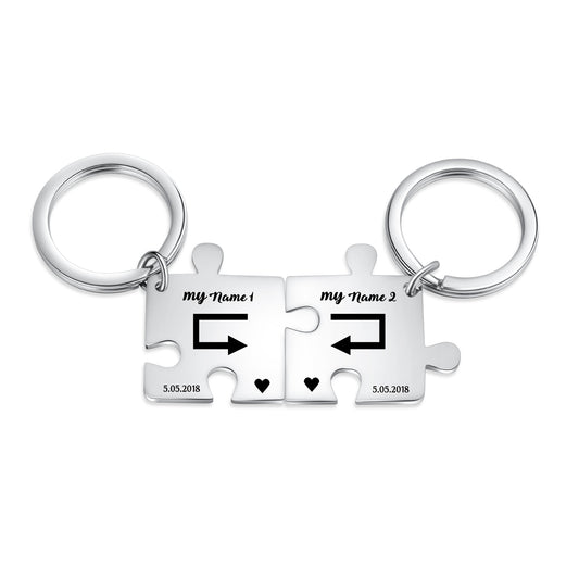 Custom Puzzle Couple Keychain