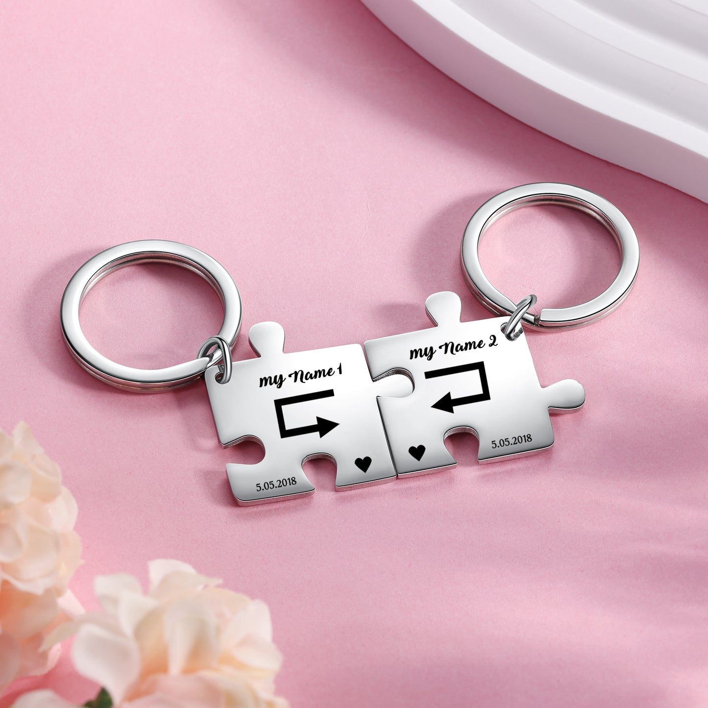 Custom Puzzle Couple Keychain