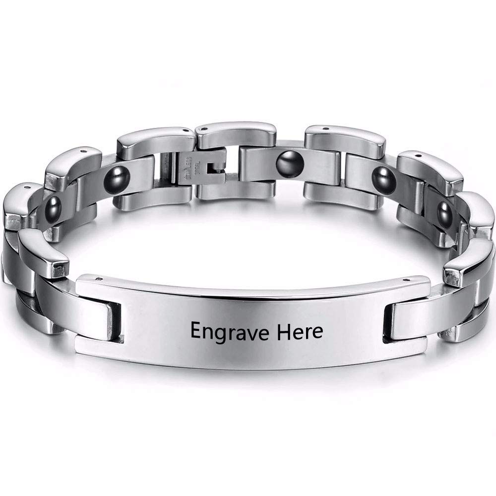 Stainless Steal Personalized Medical Men's Bracelet