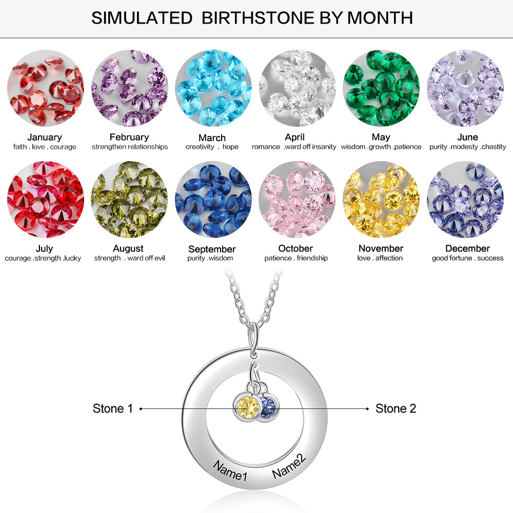 Custom Stainless Steel Birthstone Circle Necklace