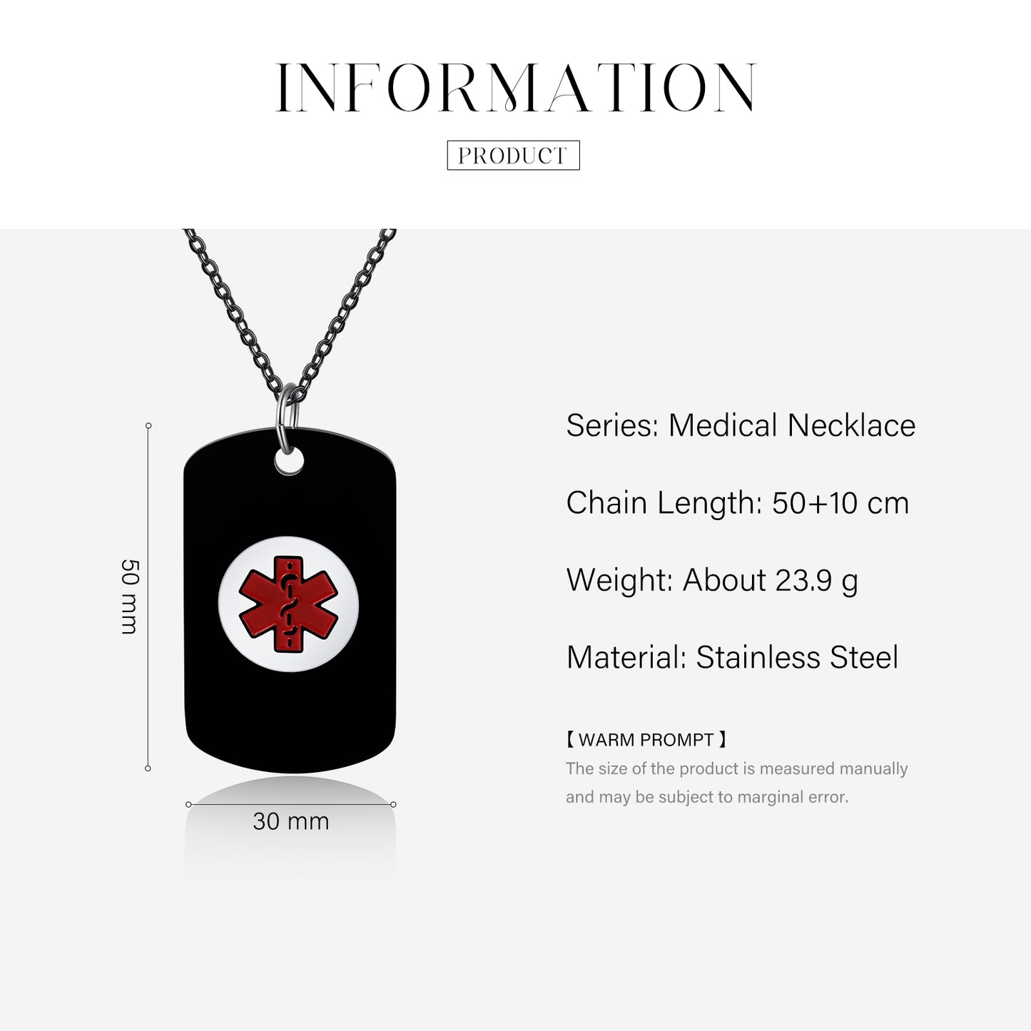 Custom Medical Info Necklace