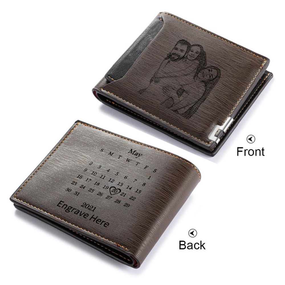 Custom gift PU Leather Custom Photo Wallet