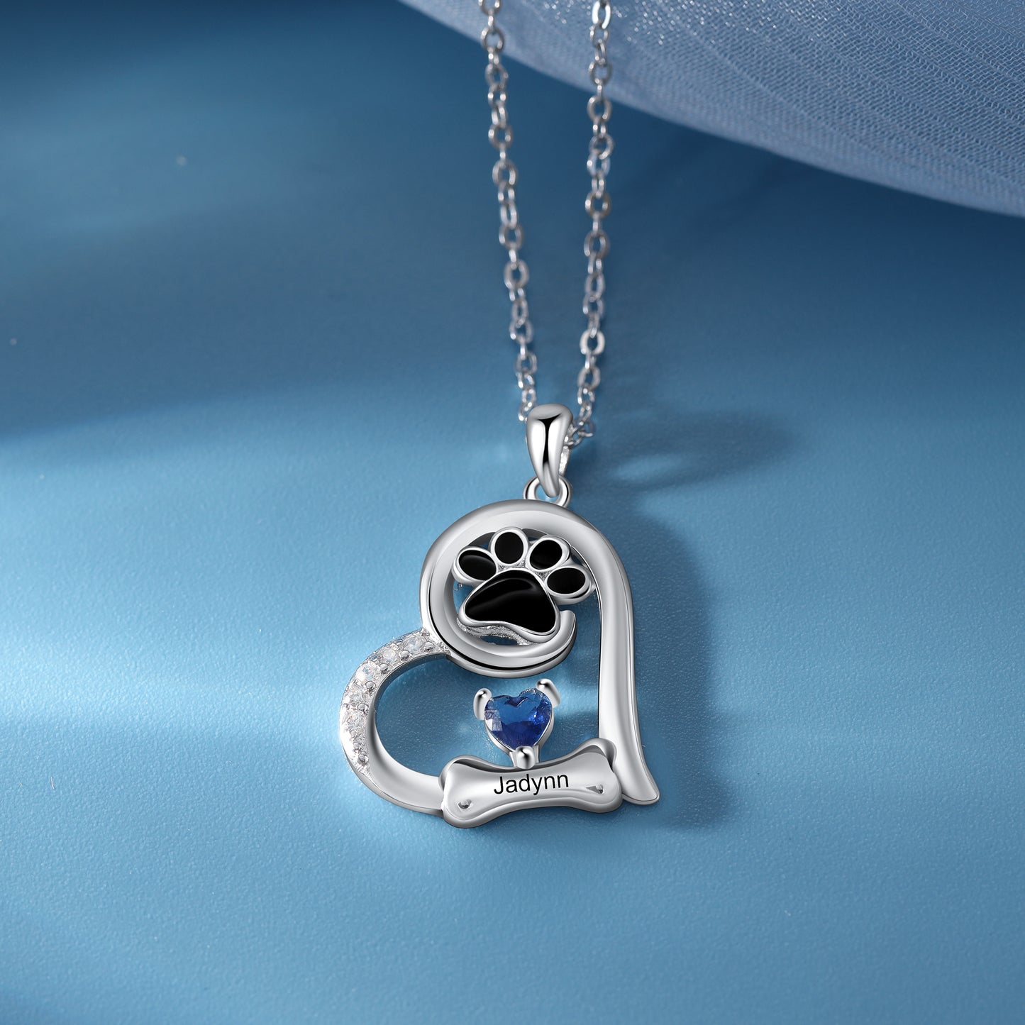 Custom Heart Necklace with Pet Paw