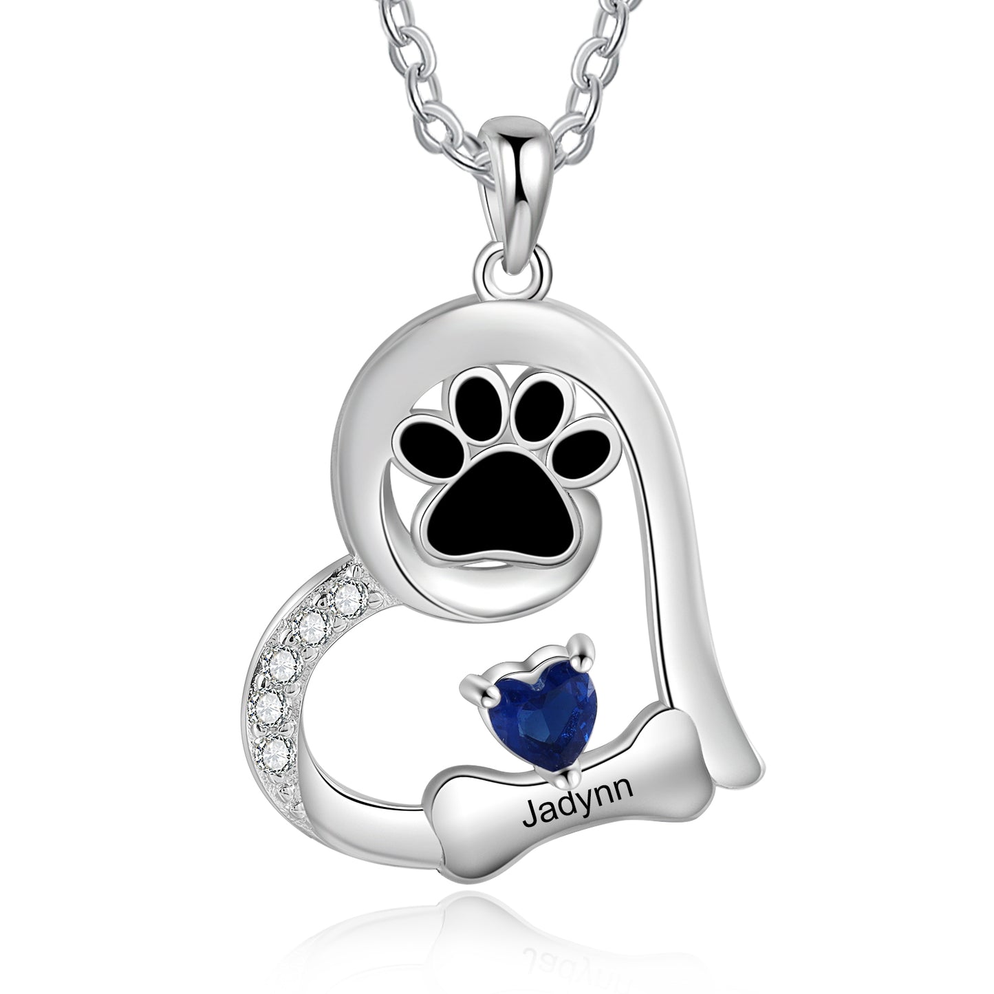 Custom Heart Necklace with Pet Paw