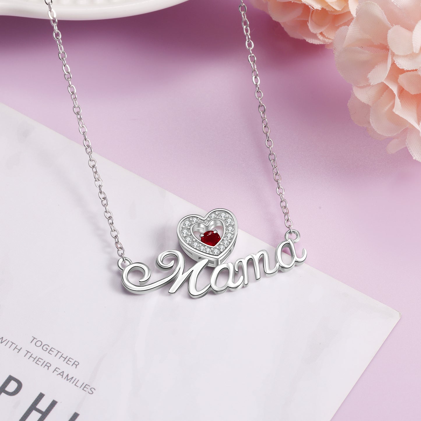 Custom Mama With Heart Shape Necklace