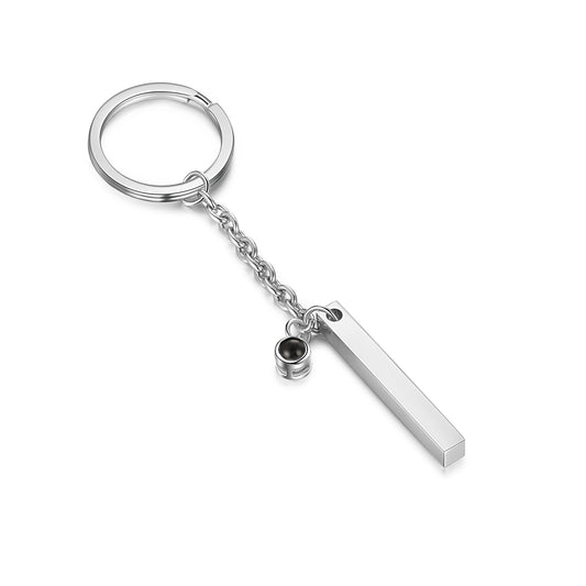 Custom Photo Projection Keychain with Vertical Bar