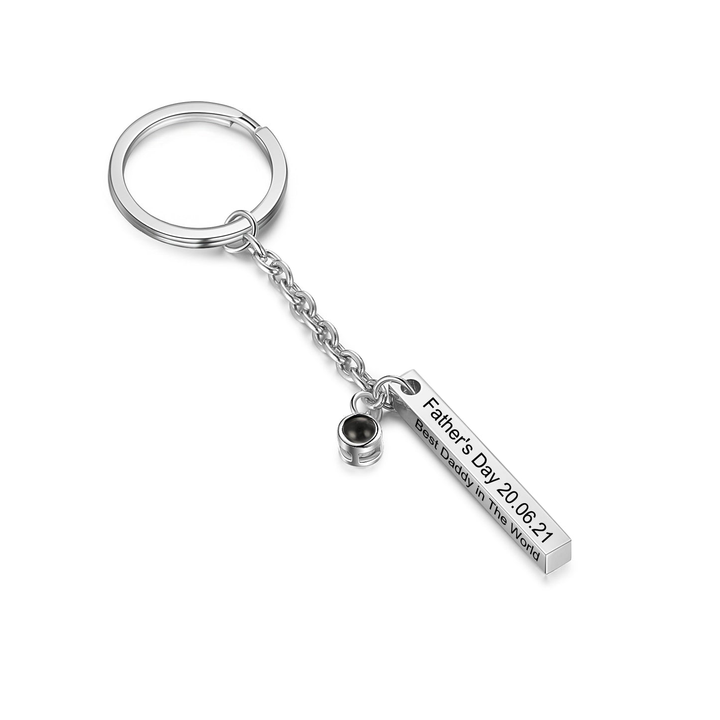 Custom Photo Projection Keychain with Vertical Bar