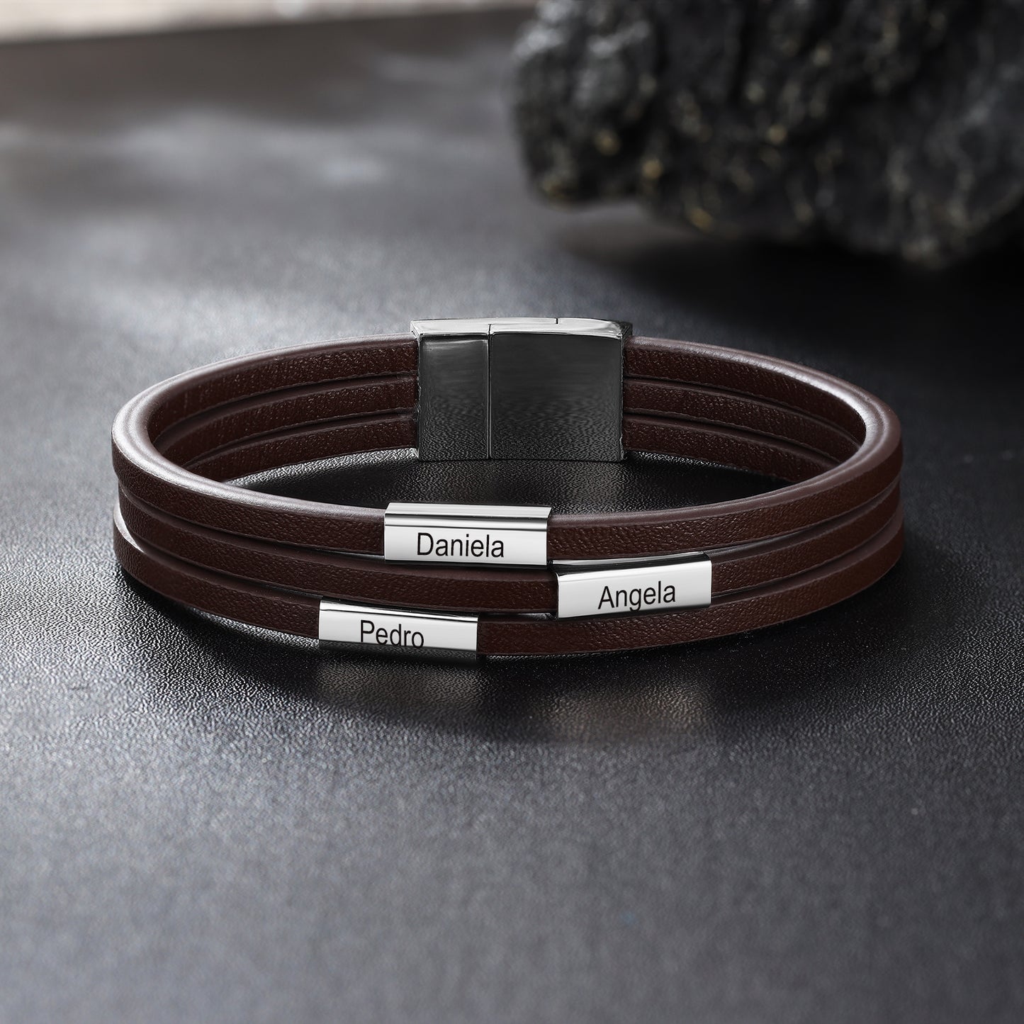 Custom Name Leather Bracelet