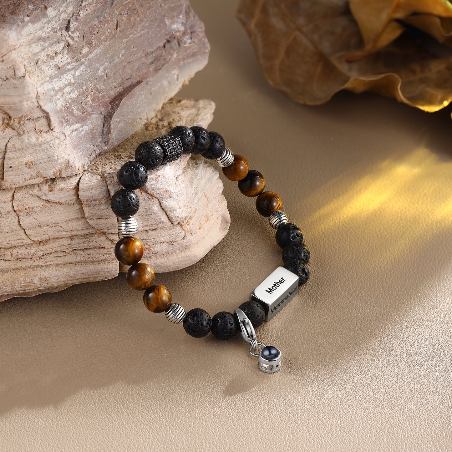 Custom Photo Projection Tiger Eye Bracelet